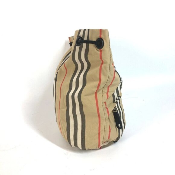 BURBERRY Hand Bag check purse Pouch Nylon Beige - Picture 10 of 13